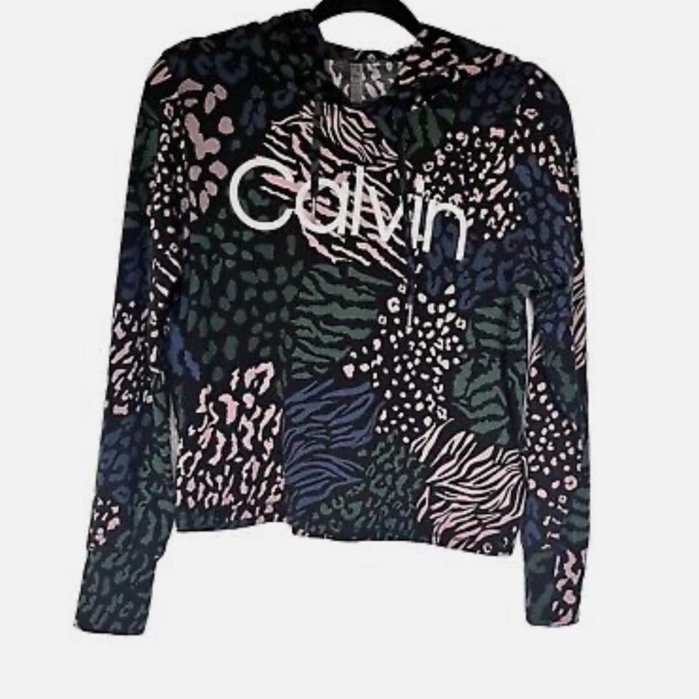 Calvin Klein performance | multicolor animal print crop Hoodie size medium